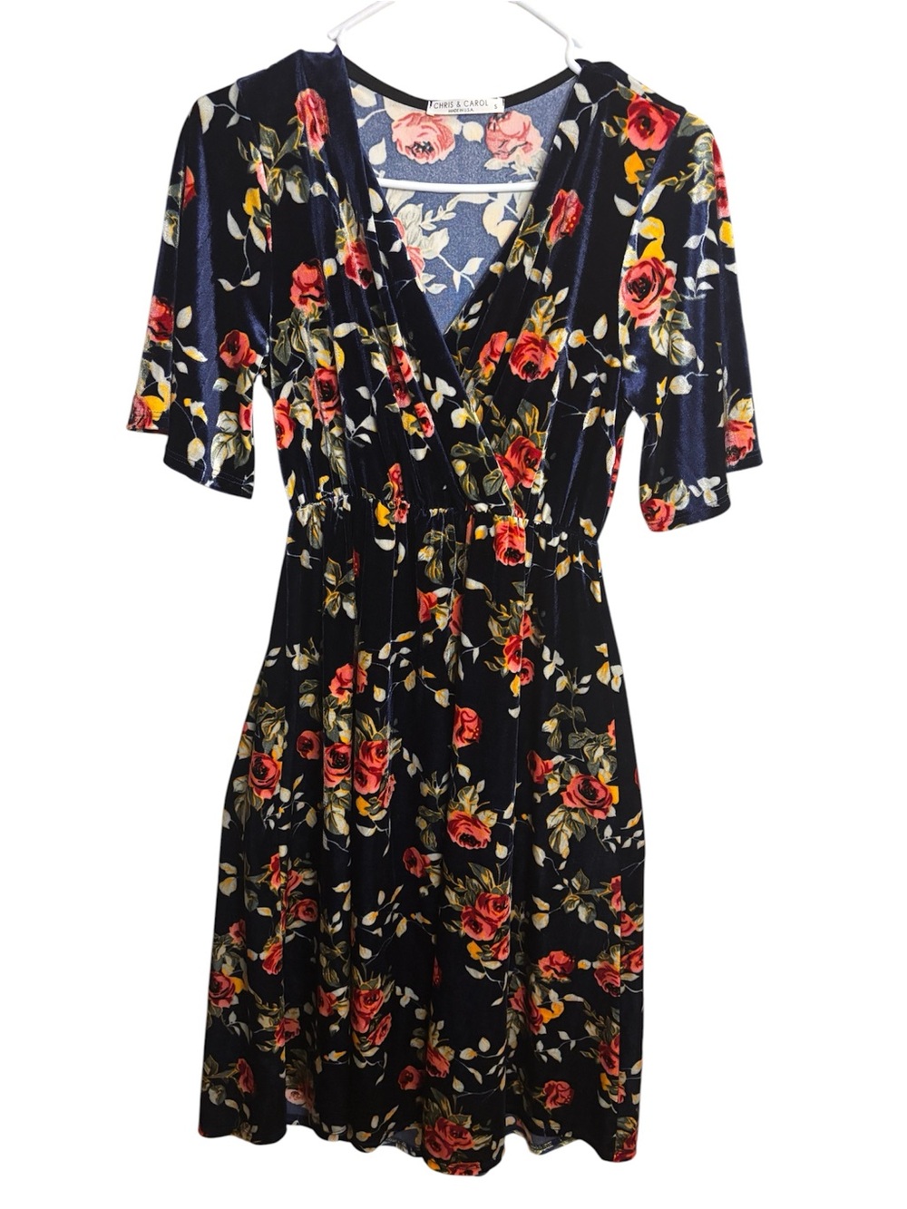 Chris & Carol floral dress mid arm lengths small stretch waist